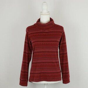 Columbia Drifting Snow Women's Medium Red Black Long Sleeve Knit Turtleneck Top